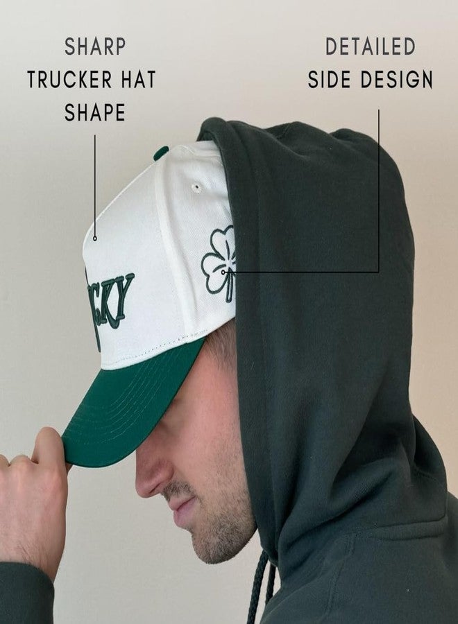 CITRUSY Vintage Seasonal Trucker Hat | Men & Women | Trendy Retro Country Western | Green & Red Trucker Hats | Holiday Merry Christmas St Patricks Day Lucky | Cotton | Snapback (Lucky | Green) - Image 5
